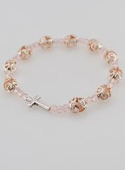 Pulsera Decenario Perlas Esculpidas Rosa con elástico