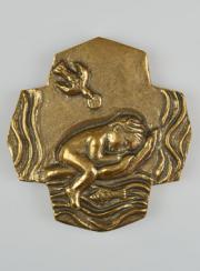 Cruz Regalo de Bronce - El Bautismo - 10 cm