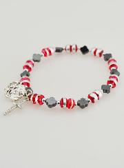 Pulsera Decenario Perlas Flores de Hematites - Cruz