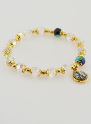 Pulsera Decenario de Perlas de Cristal y Oro