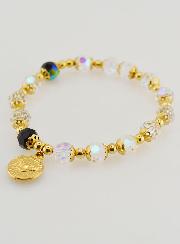 Pulsera Decenario de Perlas de Cristal y Oro