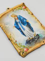Escena Icono de Madera - Virgen Milagrosa - 15 cm