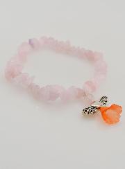 Pulsera Religiosa Ángel Protector - Piedra de Cuarzo Rosa