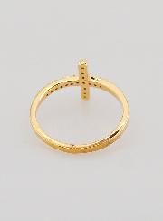 Anillo Cruz de Cristo y Diamantes Strass - Bañada en Oro - Talla 58