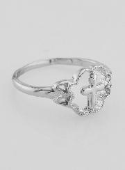 Anillo Cruz y Flor de Plata de Ley - Talla 54