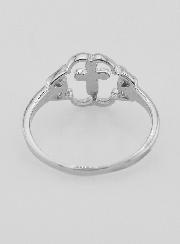 Anillo Cruz y Flor de Plata de Ley - Talla 54