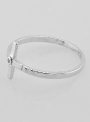 Anillo Cruz y 1 Diamante Strass - Plata de Ley - Talla 60