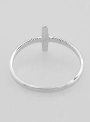 Anillo Cruz y 1 Diamante Strass - Plata de Ley - Talla 60