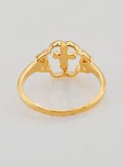 Anillo Cruz y Flor Bañado en Oro - Talla 54