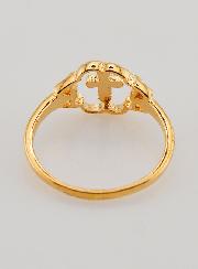 Anillo Cruz y Flor Bañado en Oro - Talla 56