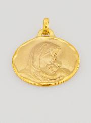 Medalla de Bautizo Virgen María con el Niño Jesús de Oro