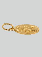 Medalha de Baptismo Anjo da Guarda Redonda Diamantada em Ouro
