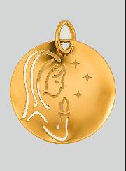 Medalha Virgem em Oração com Estrelas em Ouro 9 Quilates
