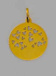 Medalla Árbol de Vida y Corazón Rojo de Oro