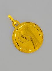 Medalla de Bautizo Perfil Virgen María con Velo de Oro