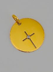 Medalla Cruz de Jesús Calada de Oro y 1 Diamantes