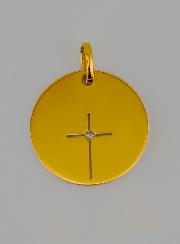 Medalla Cruz de Jesús Calada de Oro y 1 Diamantes