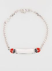 Pulseira de Batismo em Prata para Gravação - 2 Joaninhas