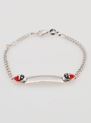 Pulseira de Batismo em Prata para Gravação - 2 Joaninhas