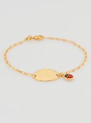 Pulseira de Batismo para Bebé Banhada a Ouro - Joaninha