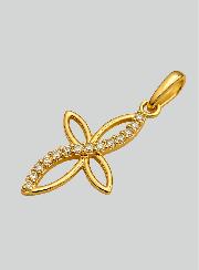 Cruz Calada Oro Amarillo Macizo y Diamantes