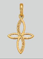 Cruz Calada Oro Amarillo Macizo y Diamantes