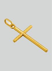 Pingente Cruz Fio Redondo em Ouro Amarelo 375/1000