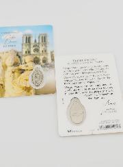 Tarjeta de Oración de la Catedral de Notre Dame de París con Medalla