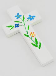 Cruz Infantil de Madera - Flores de campo