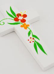 Cruz Infantil de Madera - Flores de Primavera