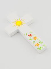 Cruz en Madera - Sol de Amor y Flores