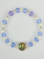 Pulsera Religiosa Perlas de Cristal Azul - Medalla de Lourdes