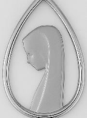 Medalla Perfil de la Santa Virgen María - Perforado - Plata 925/1000