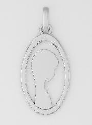 Medalla Perfil de la Virgen María - Perforada - Plata 925/1000,