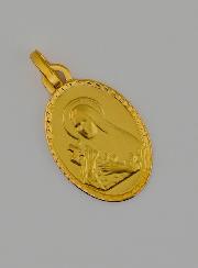 Medalla de Santa Teresa en Oro Macizo de 18 Quilates - 17 mm