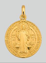 Medalla de San Benito en Oro Macizo de 18 Quilates - 16 mm