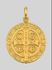 Medalla de San Benito en Oro Macizo de 18 Quilates - 16 mm