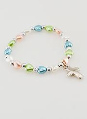 Pulsera Religiosa Infantil - Cruz y Corazón de Amor