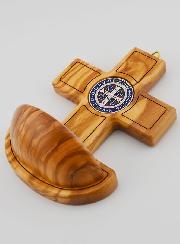 Pila Medalla de San Benito y Madera de Olivo - 12 cms