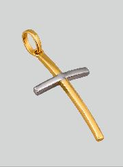 Pingente Cruz de Cristo Ouro Amarelo & Ouro Branco - 25 mm - Ouro Maciço 18 Quilates