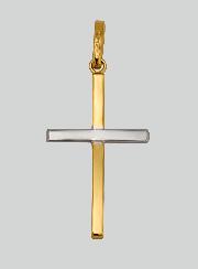 Pingente Cruz de Cristo Ouro Amarelo & Ouro Branco - 25 mm - Ouro Maciço 18 Quilates