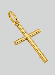 Colgante de Cruz Clásica Alambre Redondo- 22 mm - Oro macizo de 18 Quilates