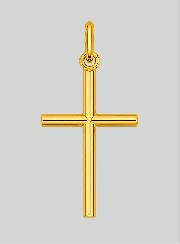 Colgante de Cruz Clásica Alambre Redondo- 22 mm - Oro macizo de 18 Quilates