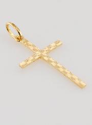 Colgante Clásico de Cruz de Diamantes - 27 mm - Oro Macizo de 18 quilates