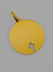 Medalla Cruz de Cristo para Grabar en línea - 16 mm - Oro macizo de 18 quilates