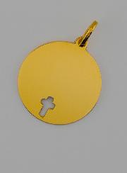 Medalla Cruz de Cristo para Grabar en línea - 16 mm - Oro macizo de 18 quilates