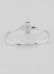 Anillo de cruz y diamantes - Plata de ley - Tamaño 58