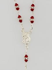 Rosario en Plata y Cristal de Rojo