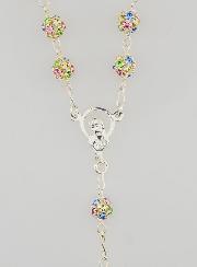 Rosario en Plata y Cuentas de Cristal 6mm