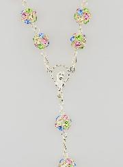 Rosario en Plata y Cuentas de Cristal 8mm